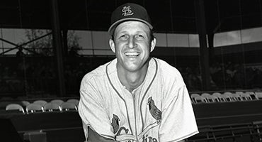 Black and white portrait of Stan Musial