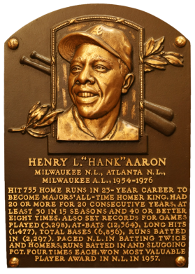 Hank Aaron Hall of Fame plaque