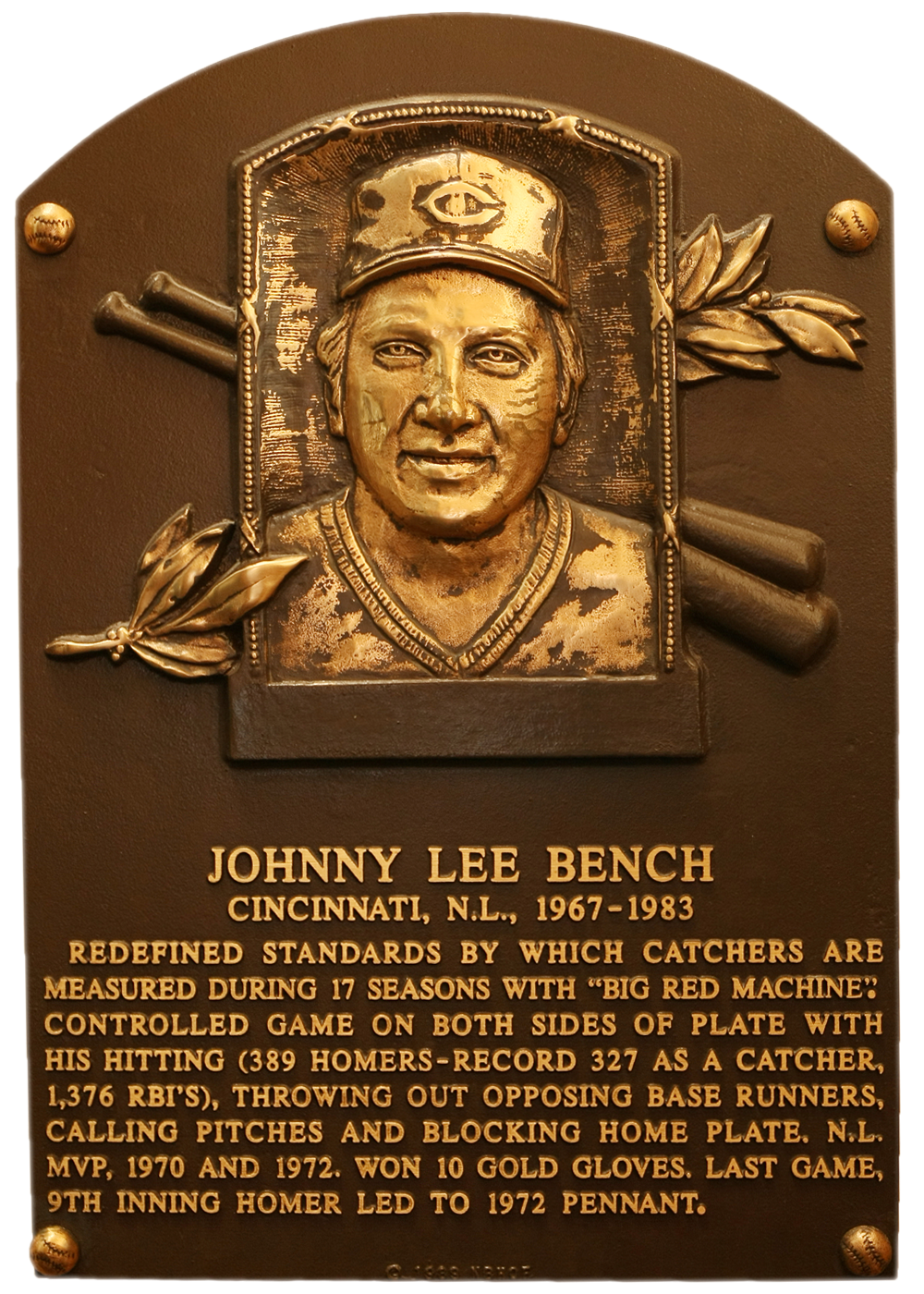 Johnny Bench Hall of Fame plaque