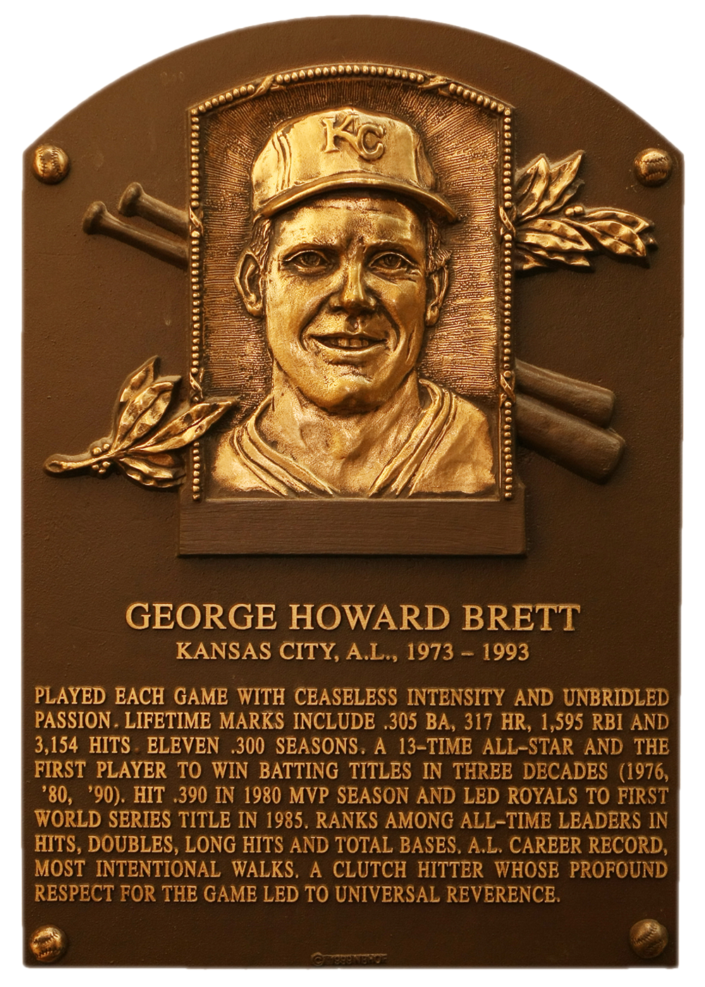 George Brett Hall of Fame plaque