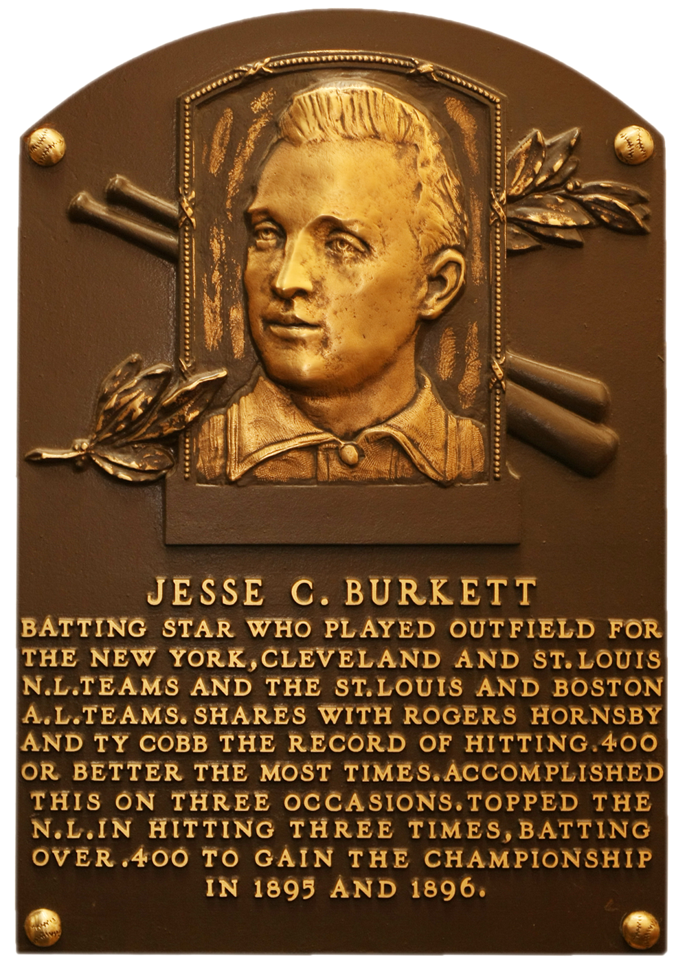 Jesse Burkett Hall of Fame plaque