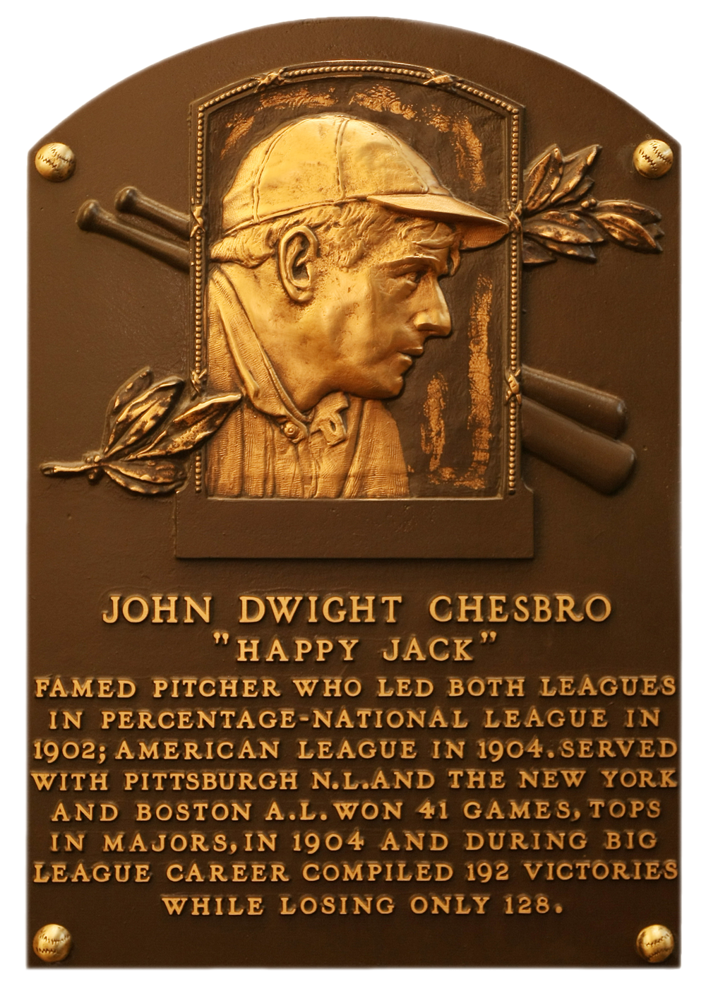 Jack Chesbro Hall of Fame plaque