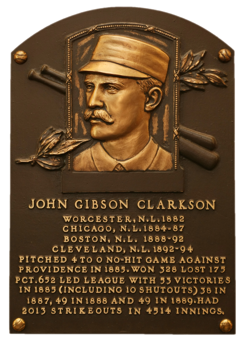 John Clarkson Hall of Fame plaque
