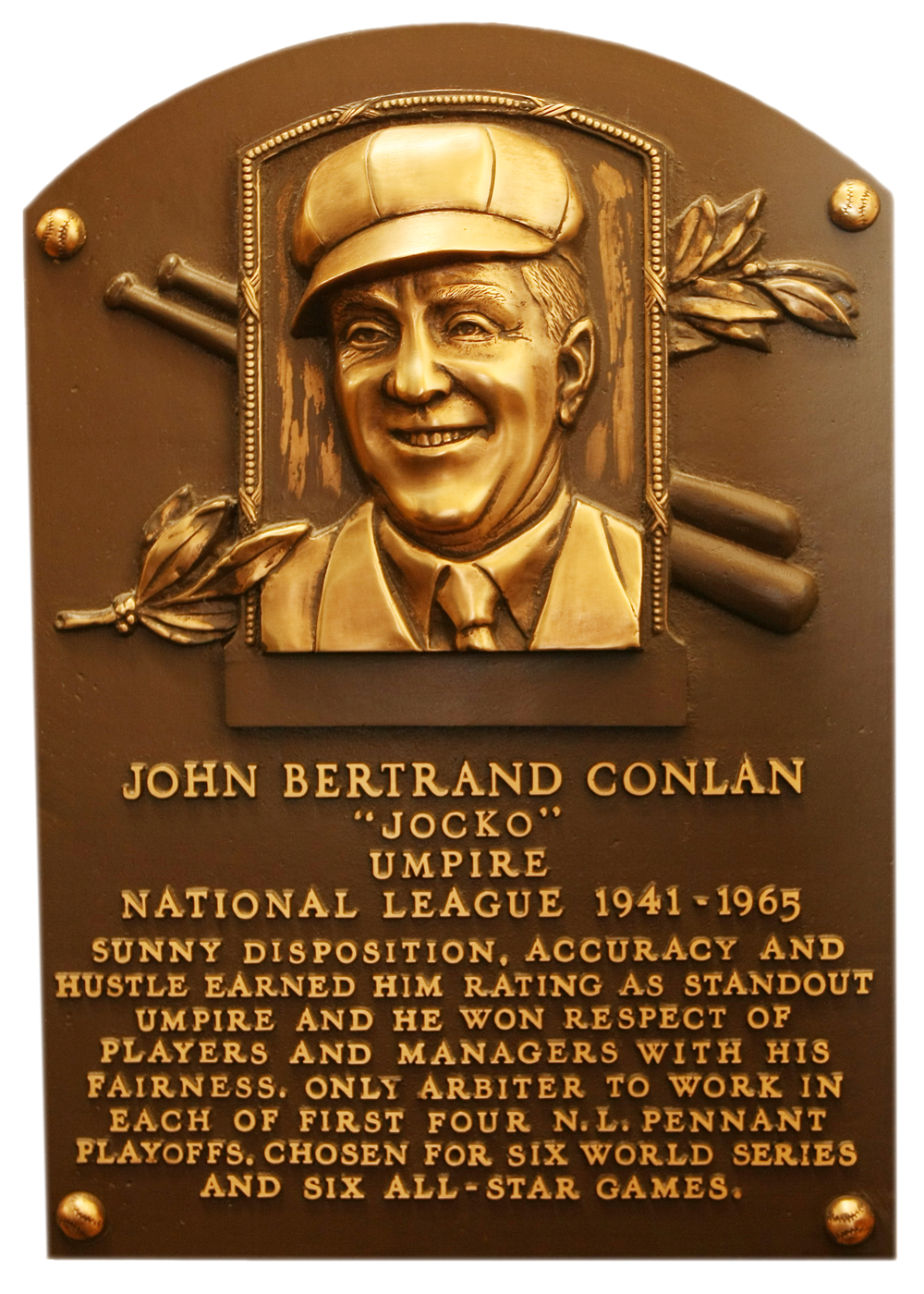 Jocko Conlan Hall of Fame plaque