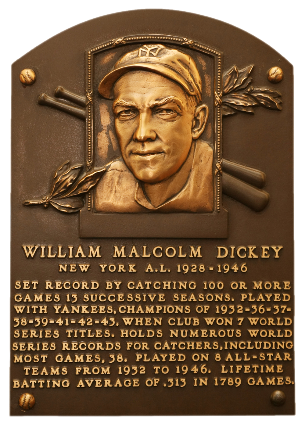 Bill Dickey Hall of Fame plaque