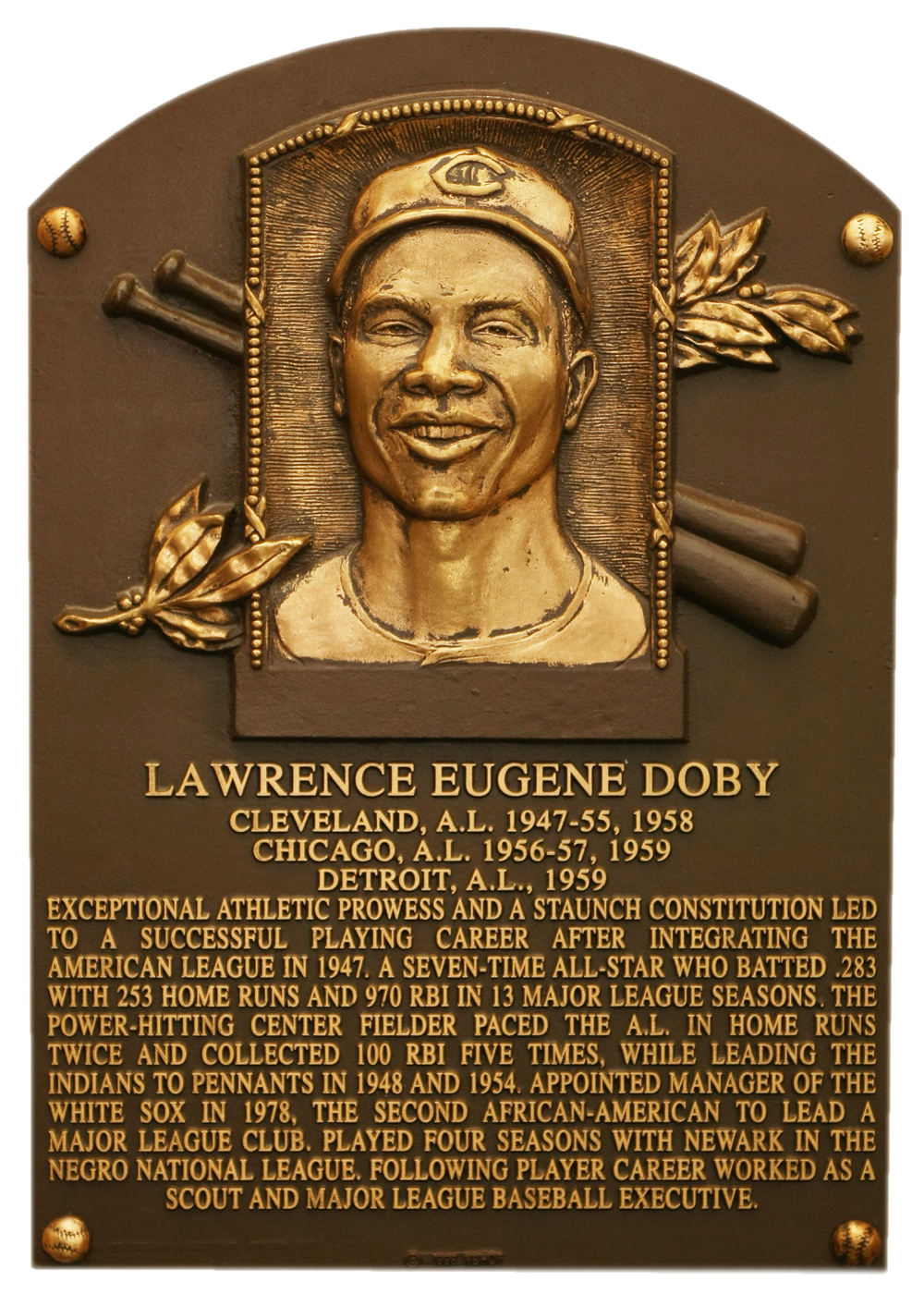 Larry Doby Hall of Fame plaque