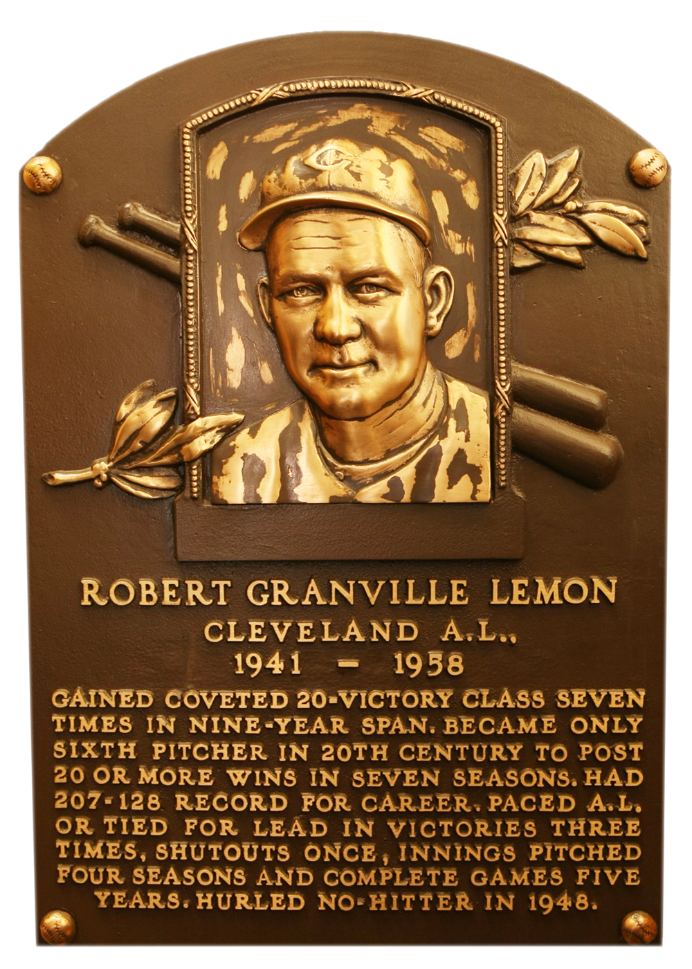 Bob Lemon Hall of Fame plaque
