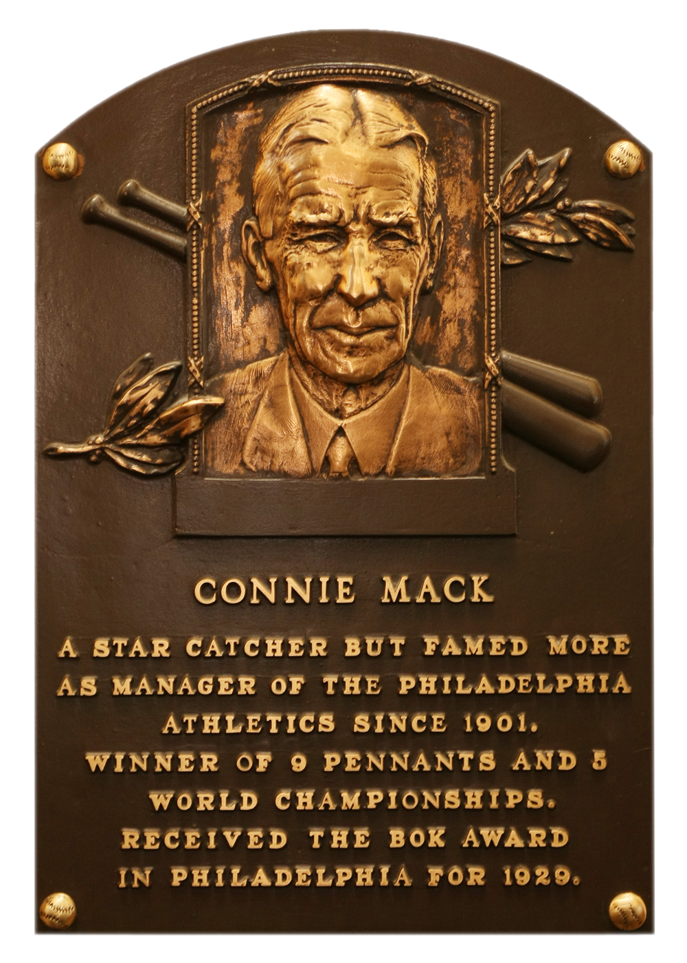 Connie Mack Hall of Fame plaque