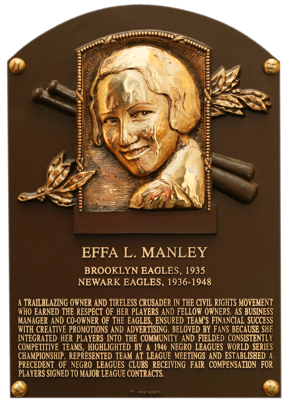 Effa Manley Hall of Fame plaque