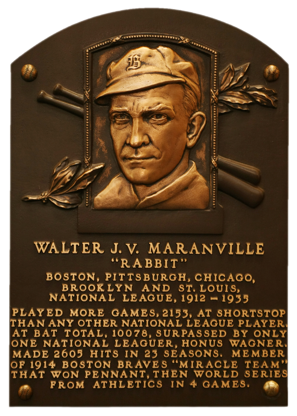 Rabbit Maranville Hall of Fame plaque