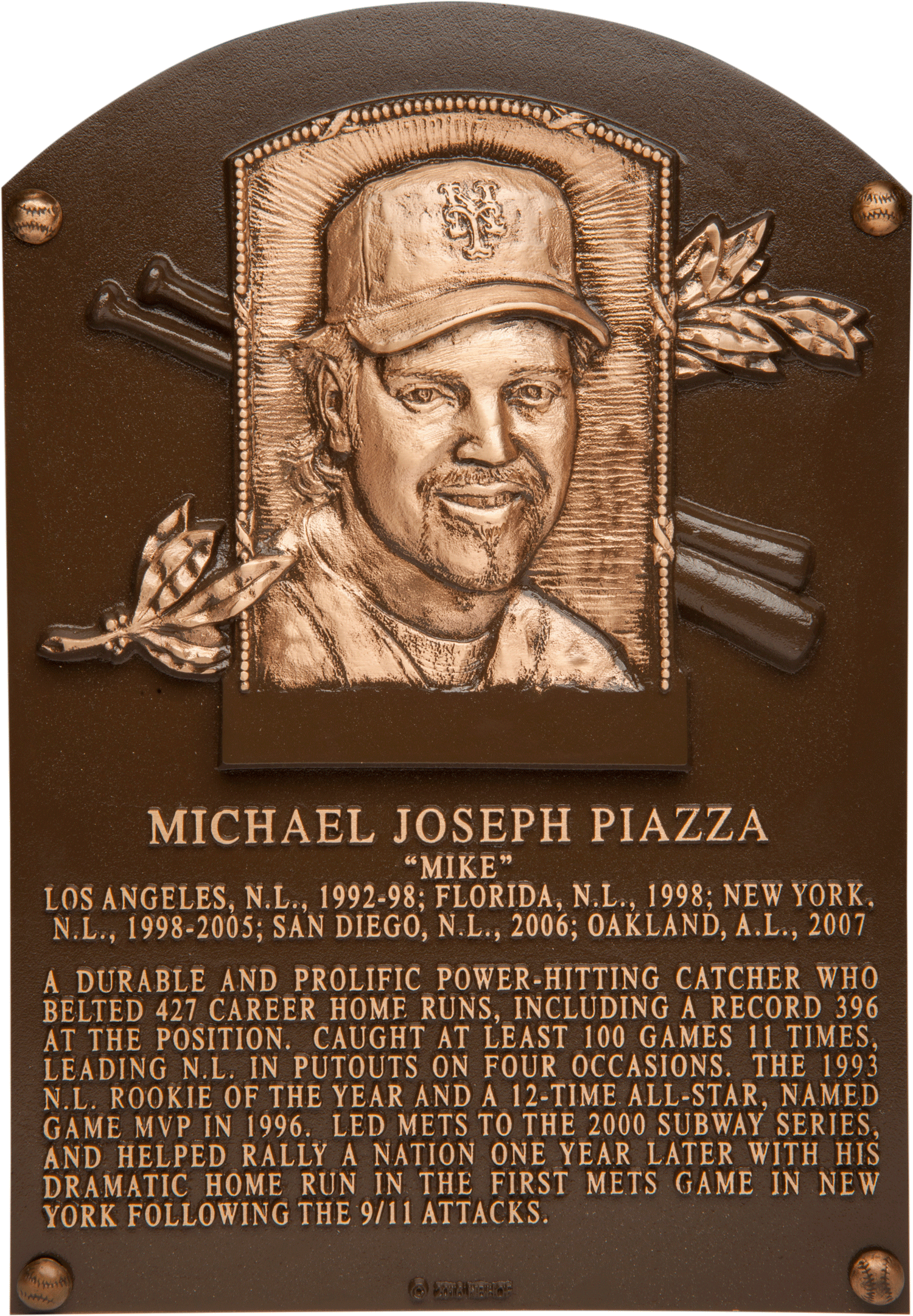 Mike Piazza Hall of Fame plaque