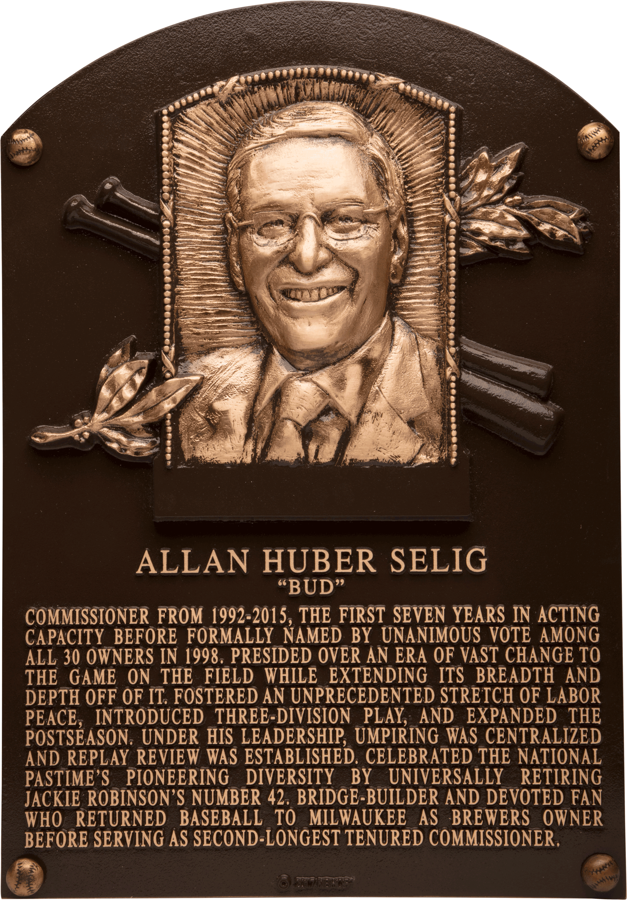 Bud Selig Hall of Fame plaque