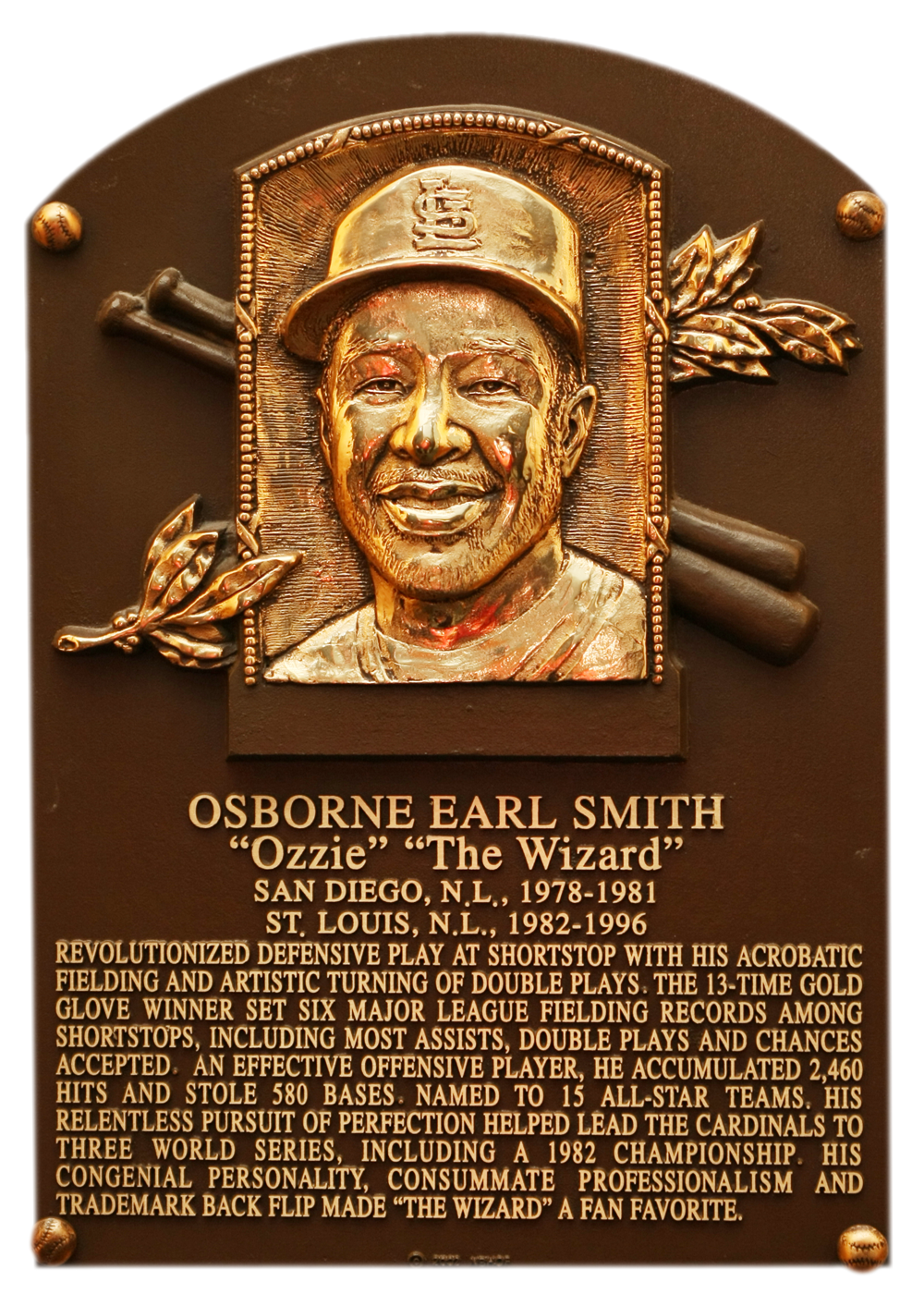 Ozzie Smith Hall of Fame plaque