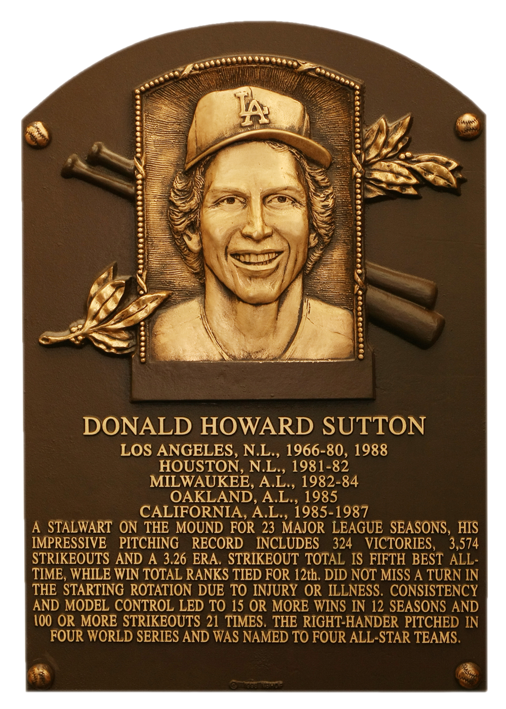 Don Sutton Hall of Fame plaque