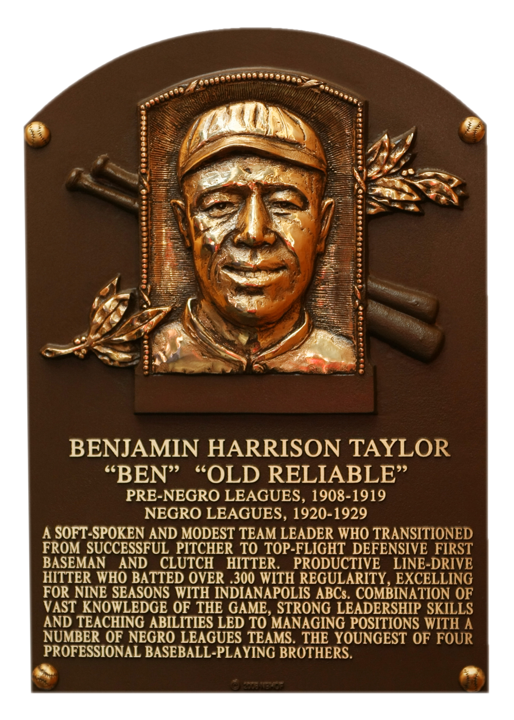 Ben Taylor Hall of Fame plaque