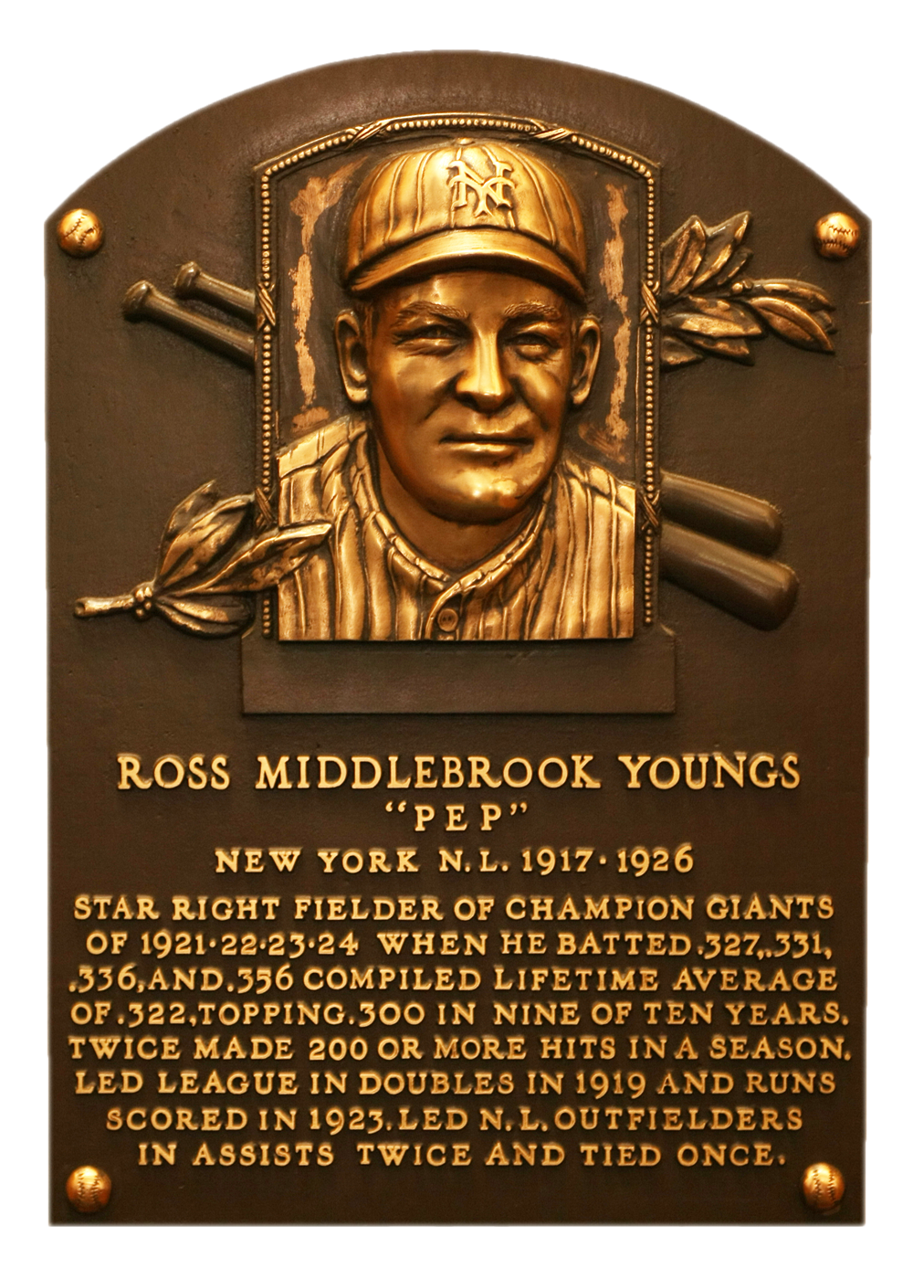 Ross Youngs Hall of Fame plaque