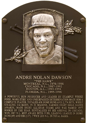 Andre Dawson Hall of Fame plaque