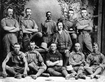 Bud Fowler (back row, center) became the first Black player to play professional baseball in 1878. (National Baseball Hall of Fame and Museum)
