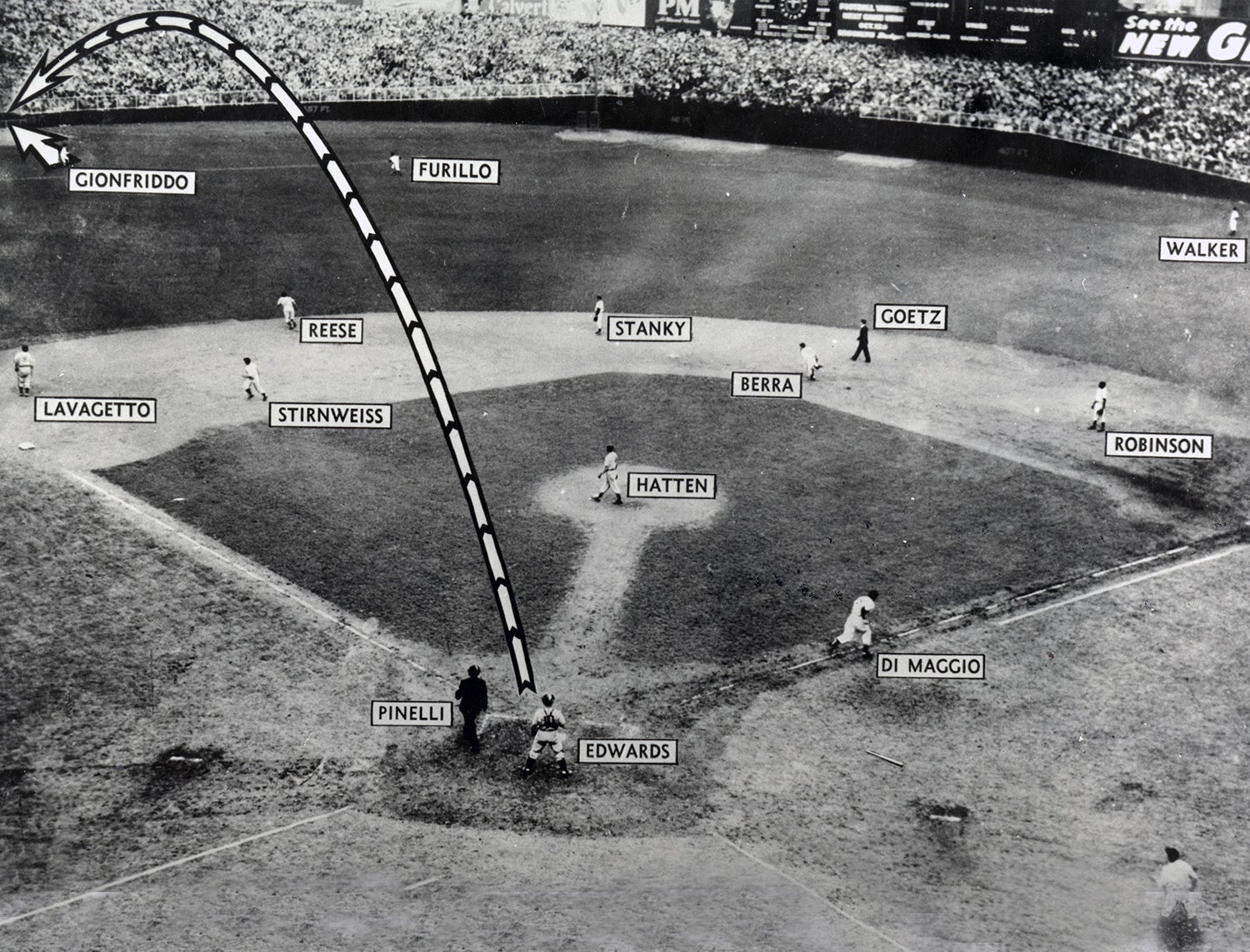 Gionfriddo robs DiMaggio of an extra-base hit in Game 6 of 1947 World Series 