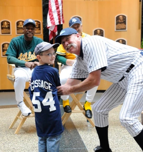 Goose Gossage with a young fan in the Plaque Gallery