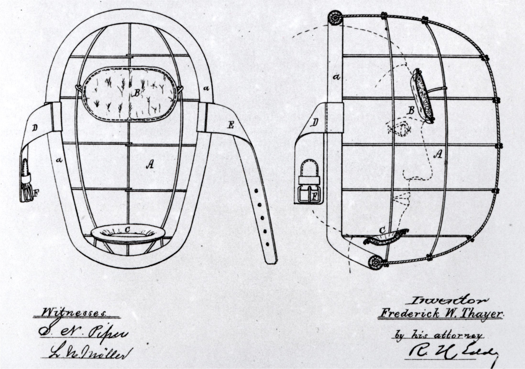 Drawing of an early catcher's mask