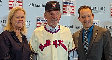 Jane Forbes Clark, Jim Leyland and Josh Rawitch at the Winter Meetings
