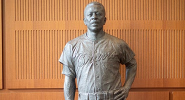 Hank Aaron bronze statue at Hall of Fame