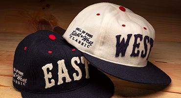 East and West caps designed by Ebbets Field Flannels