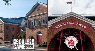 Museum exterior and Doubleday Field front gate