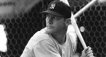 Mickey Mantle in batting cage