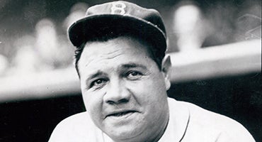 Babe Ruth in Braves dugout