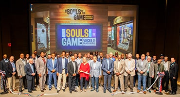 Hall of Famers and East-West Classic players cut the ribbon on The Souls of the Game