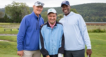 Jim Kaat, Jake Alexopoulos and Fred McGriff at Leatherstocking Golf Course