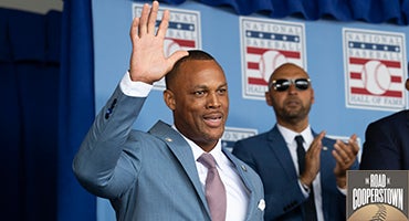 Adrian Beltré acknowledges fans at Induction Ceremony