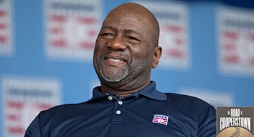 Lee Smith wearing Hall of Fame polo