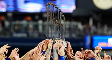Dodgers raise 2024 World Series trophy