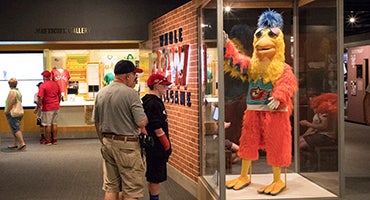 Visitors in Whole New Ballgame exhibit
