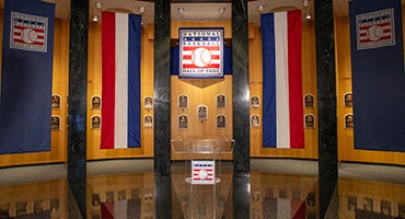 Plaque Gallery decorated with red, white and blue banners