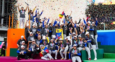 Team Venezuela celebrates World Baseball Classic championship