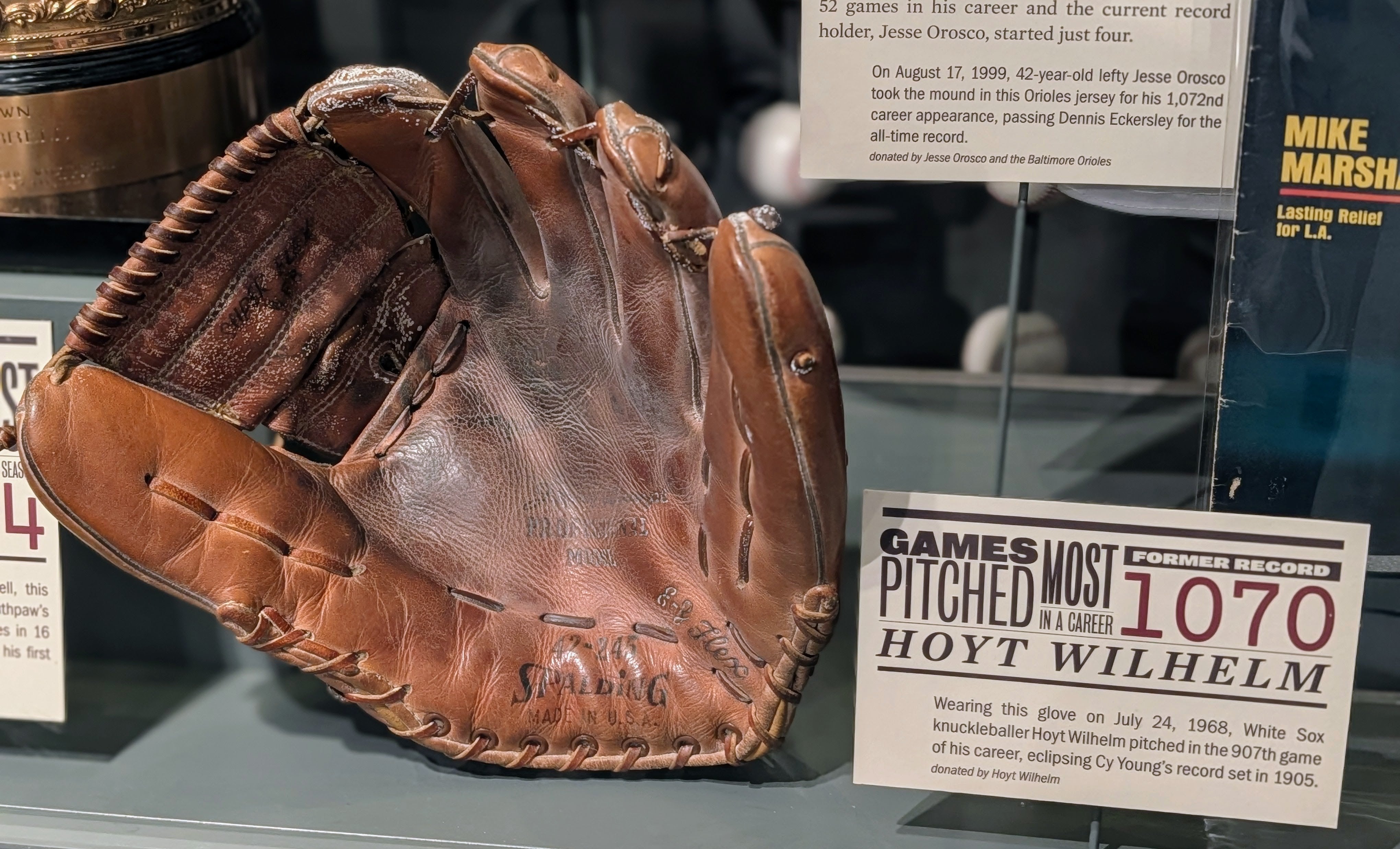 Hoyt Wilhelm's glove used during his 907th appearance