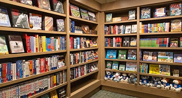 Books on shelves in Museum Store