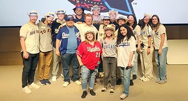 Steele Interns wearing jerseys at All-Star Gala