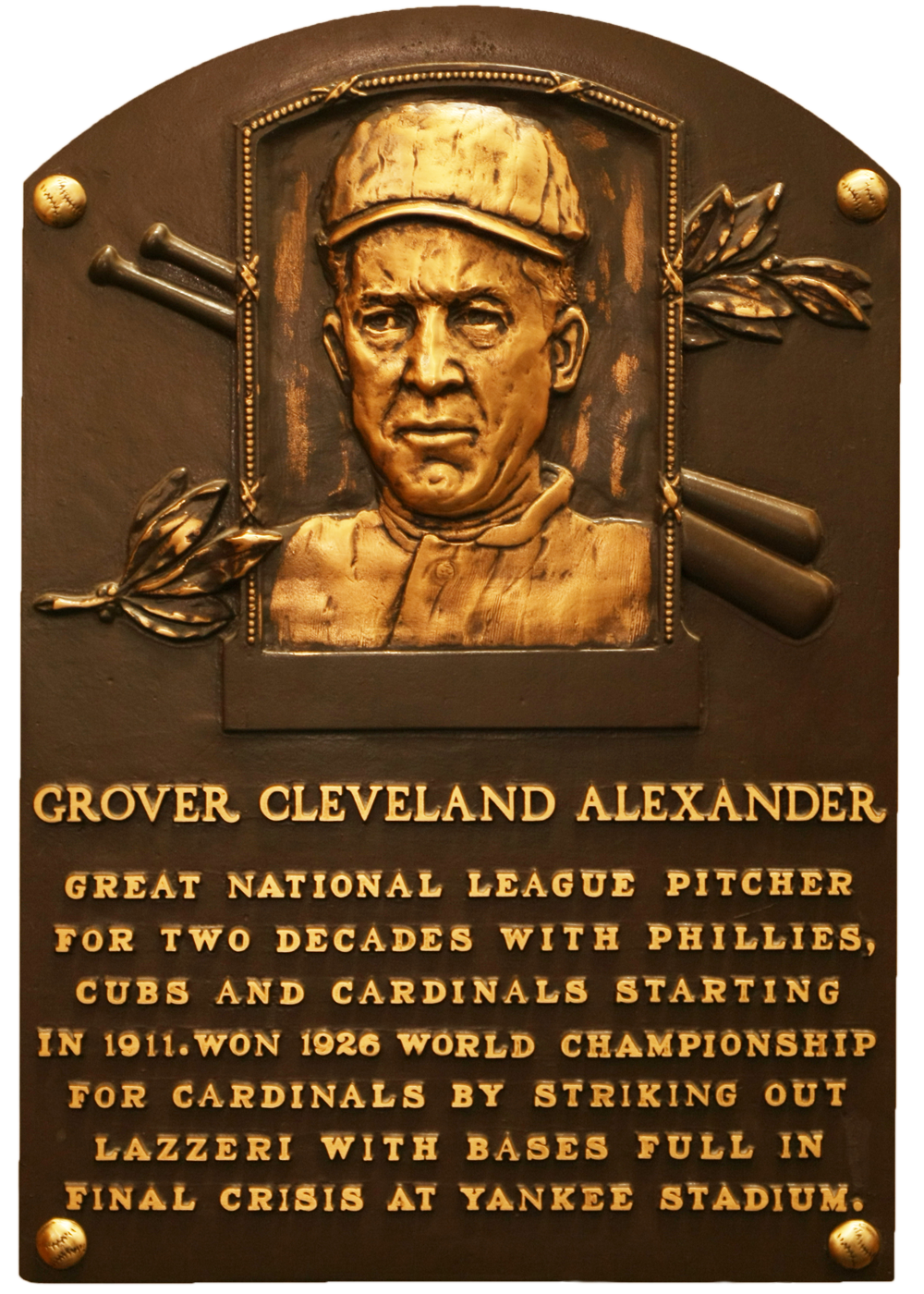 Pete Alexander Hall of Fame plaque