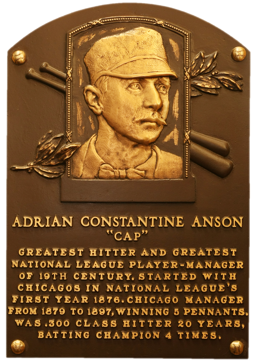 Cap Anson Hall of Fame plaque