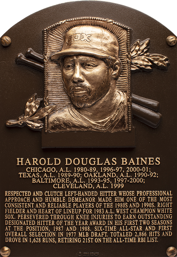 Harold Baines Hall of Fame plaque