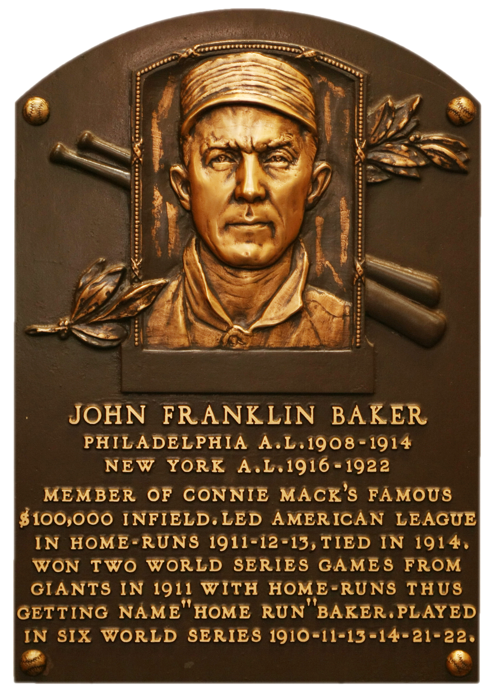 Home Run Baker Hall of Fame plaque