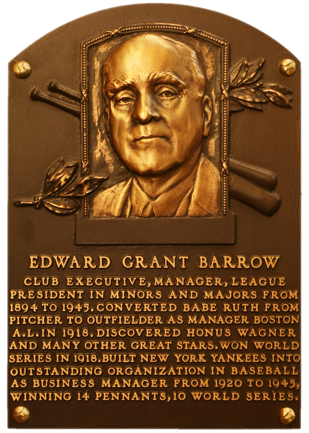 Ed Barrow Hall of Fame plaque