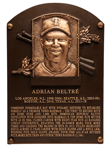 Adrian Beltré Hall of Fame plaque