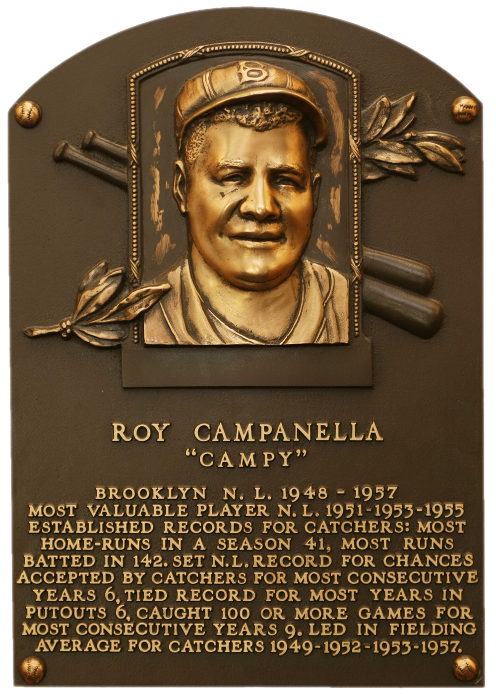 Roy Campanella Hall of Fame plaque