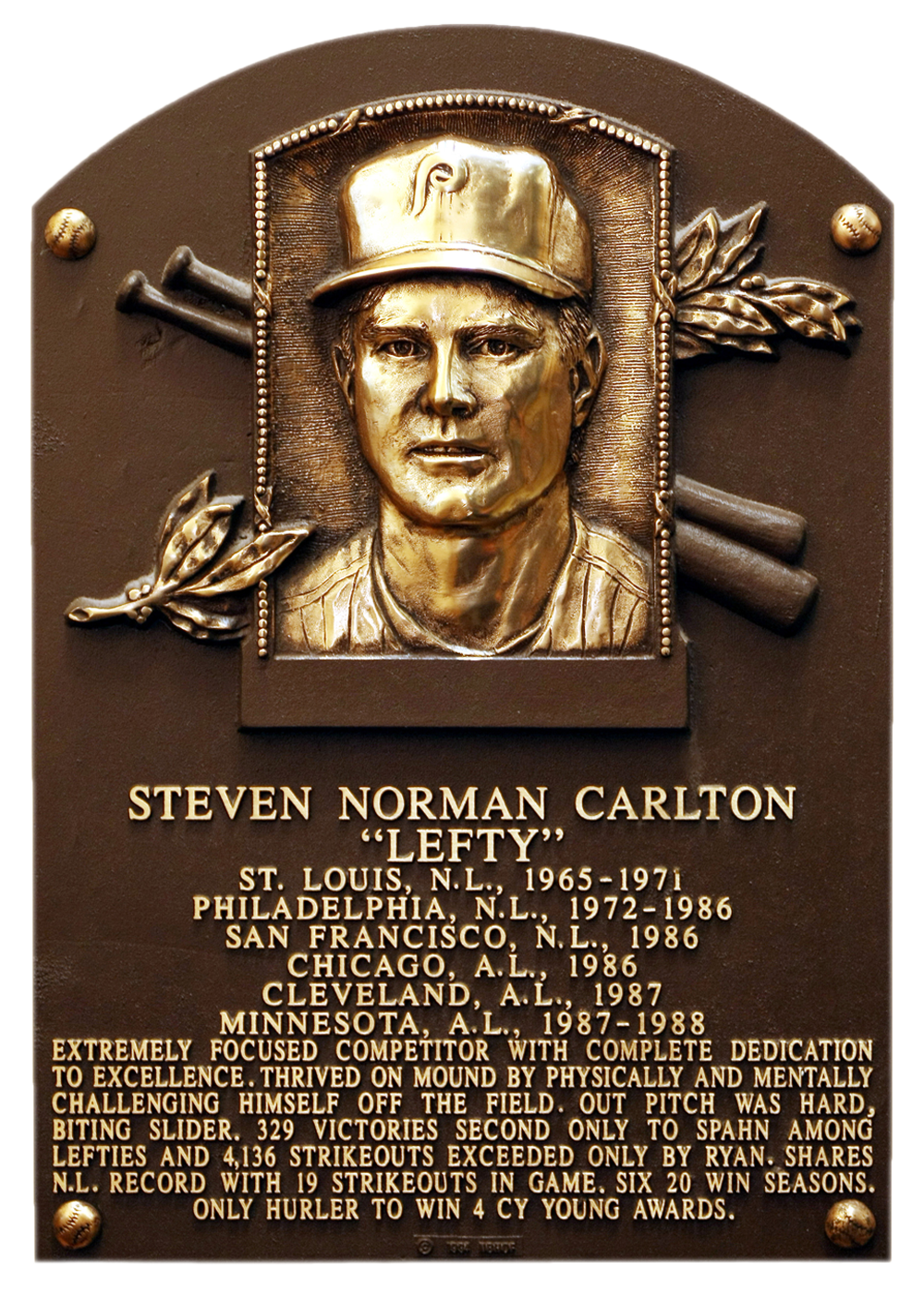 Steve Carlton Hall of Fame plaque